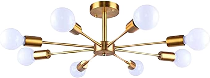 Modern 8-Light Sputnik Chandelier Brass