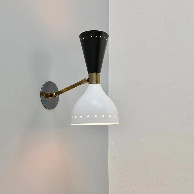 Raw Brass Black and White Wall Sconce Matte Black