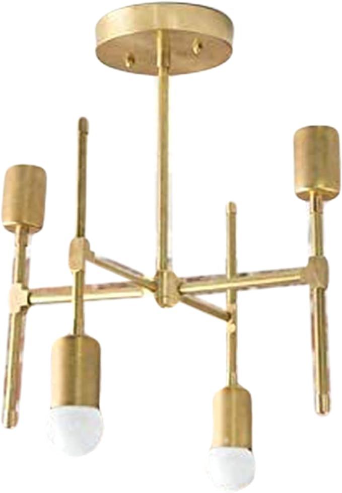 4-Holder Geometric Semi-Flush Chandelier Antique