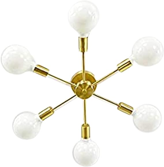 Shiny Brass 6-Holder Spoke Chandelier