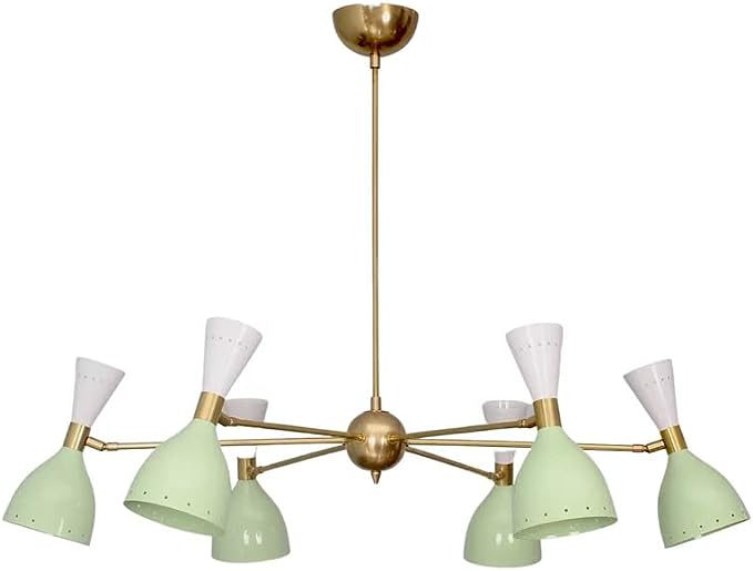 6-Light Stilnovo Style Chandelier Raw Brass Variant
