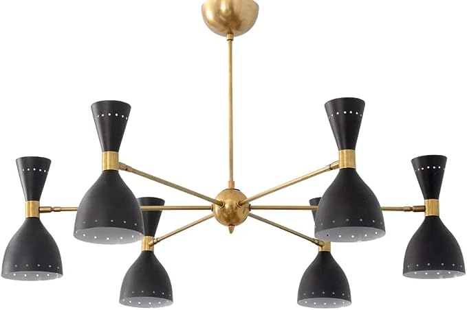 3-Light Stilnovo Style Chandelier Raw Brass