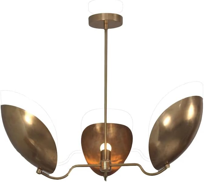 3-Light Curved Shades Pendant Brushed Chrome