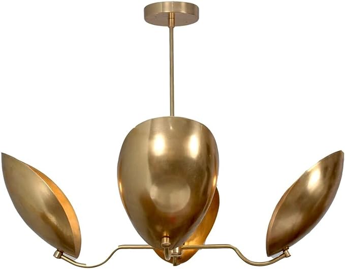4-Light Curved Perforated Pendant Brushed Brass